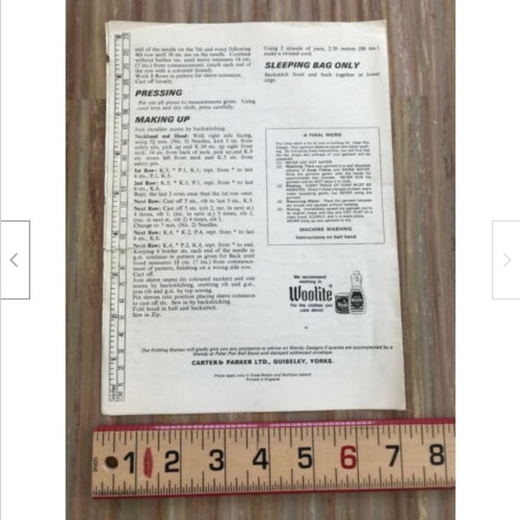 Peter Pan Wendy Design Knitting Leaflet P315 Sleeping Bag Dressing Gown Pattern - Picture 2 of 2
